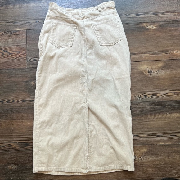 Vintage 90s light tan cotton corduroy maxi skirt size medium - Picture 4 of 9